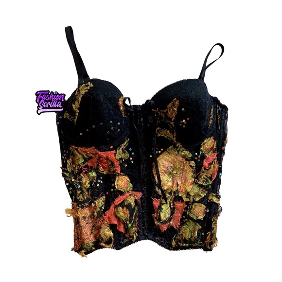 Vintage Alberto Makali Avant Garde Archival Lace Silk Apliqué Bustier Corset Top - Picture 14 of 14